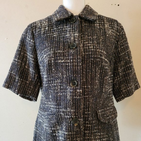Coldwater Creek Short Sleeve Tweed Brown & Black Jacket Top Sz 16 Womens - Picture 1 of 3